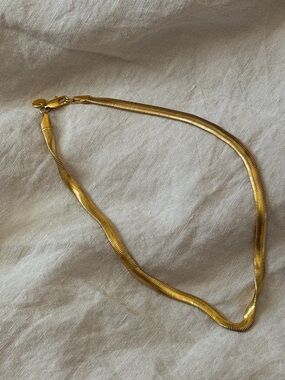 Maison Miru 24k Gold Plated 16” Snake Herringbone Chain - New